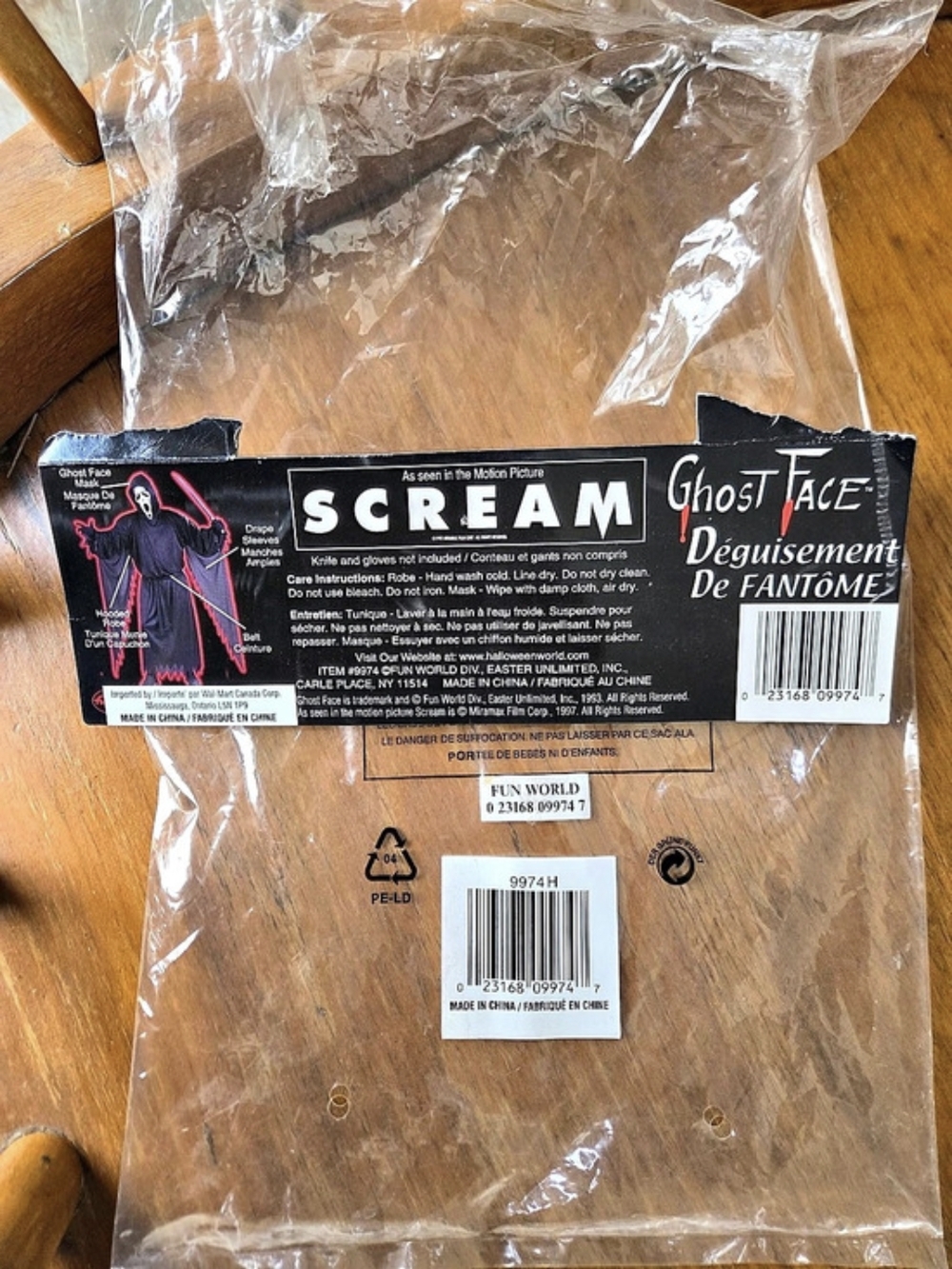 Vintage 1997 Scream Ghost Face Black & White Costume - Picture 4 of 7